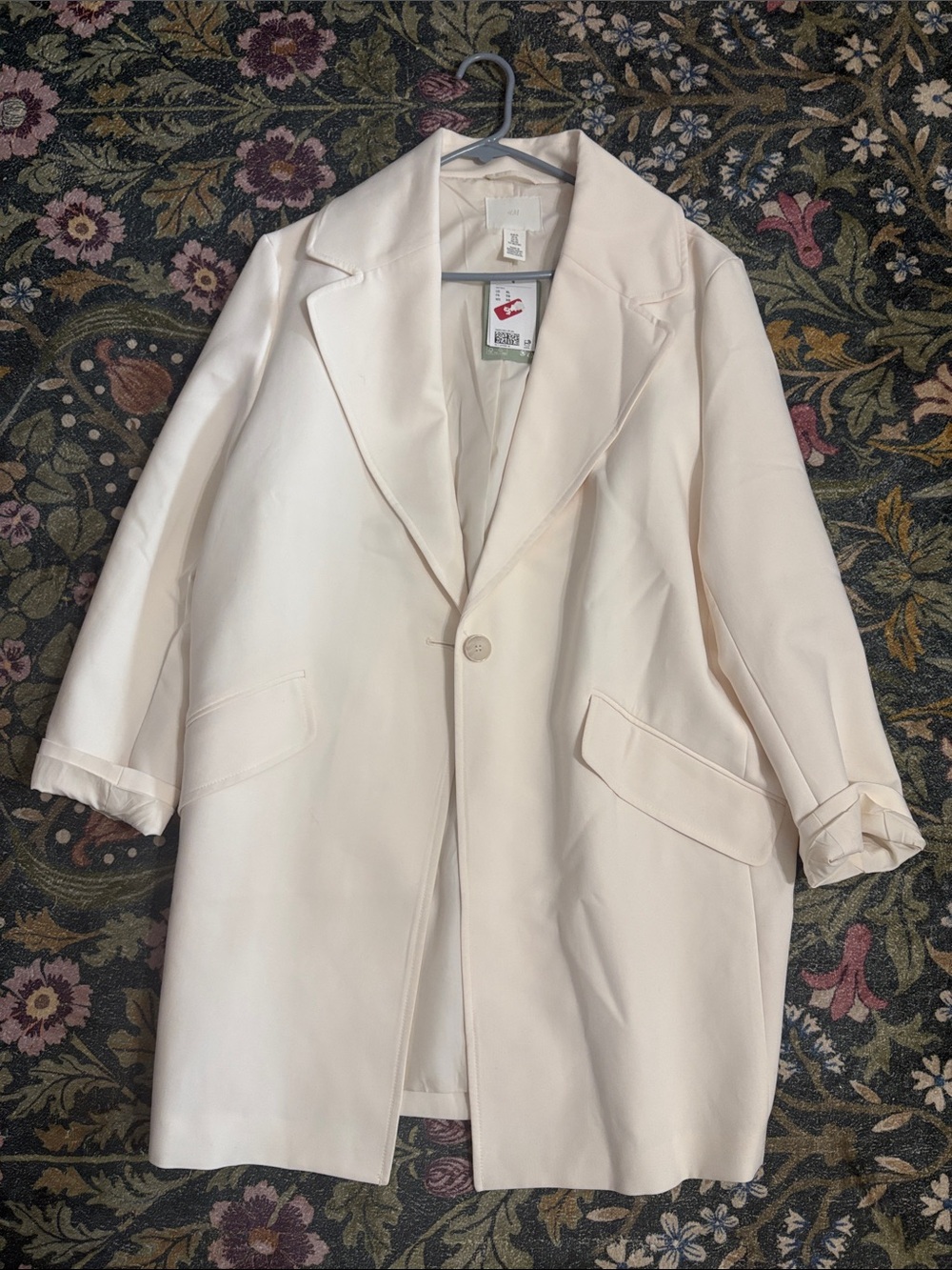 H&M Cream Single-Button Blazer Coat